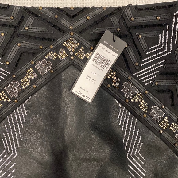 SALE   NEW BCBG MaxAzria Women’s Embellished Leather Mini Skirt Size XS - Picture 6 of 11